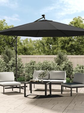 VidaXL Zweefparasol met LED-verlichting metalen paal 350 cm antraciet