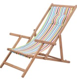 VidaXL Strandstoel inklapbaar stof en houten frame meerkleurig