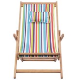 VidaXL Strandstoel inklapbaar stof en houten frame meerkleurig