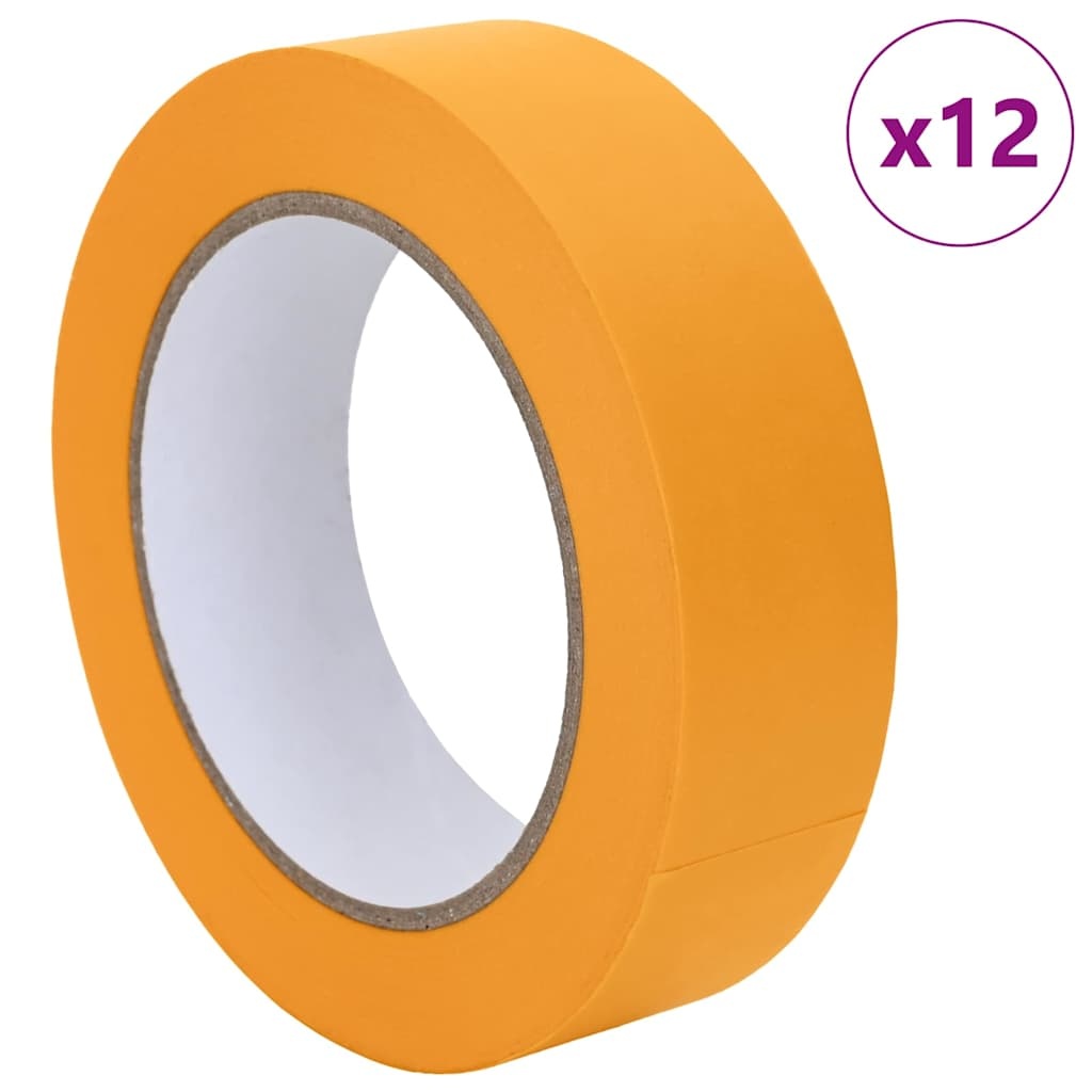 VidaXL Verf Maskertapes 12 pcs Geel 30mm x 50m Papier