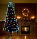 VidaXL Kunstkerstboom met decoratieve touwlichten Groen 210 cm PVC