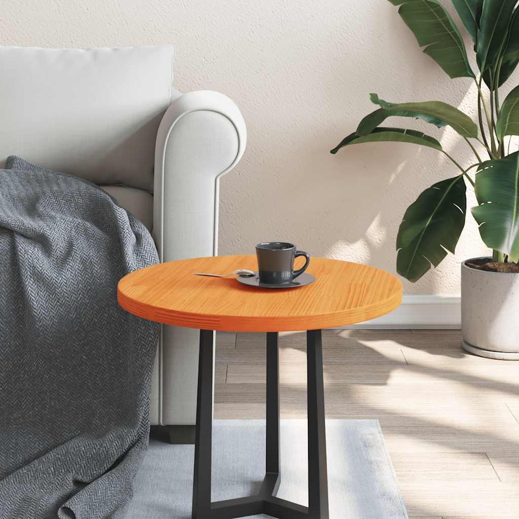 VidaXL Tafelblad rond Ø50x2,5 cm massief grenenhout wasbruin