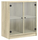 VidaXL Bijzetkast met glazen deuren 68x37x75,5 cm sonoma eikenkleurig