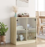 VidaXL Bijzetkast met glazen deuren 68x37x75,5 cm sonoma eikenkleurig
