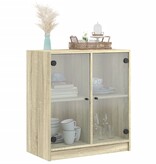VidaXL Bijzetkast met glazen deuren 68x37x75,5 cm sonoma eikenkleurig