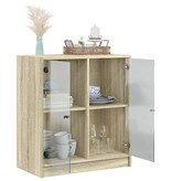 VidaXL Bijzetkast met glazen deuren 68x37x75,5 cm sonoma eikenkleurig