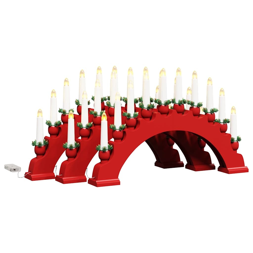 VidaXL Kerst Kaarsenboog met 10 LED Kaarsen 3 pcs Rood 47 x 5 x 29 cm