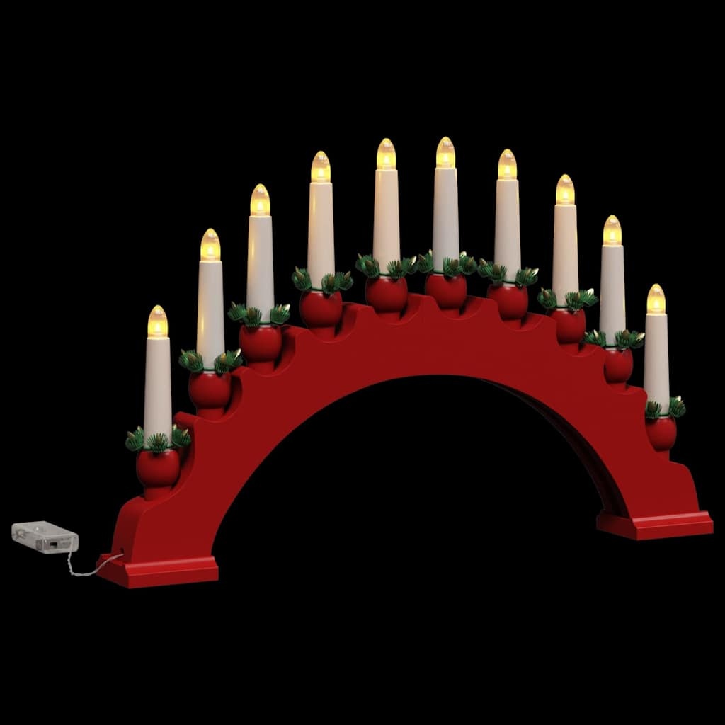VidaXL Kerst Kaarsenboog met 10 LED Kaarsen Rood 47 x 5 x 29 cm