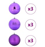 VidaXL Kerstbal Set 9 pcs Lila