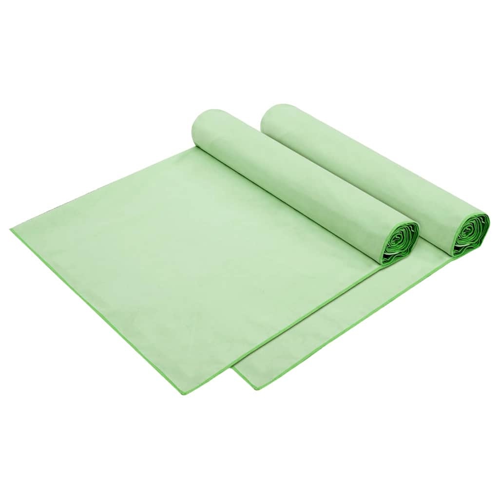 VidaXL Ligbedhanddoeken 2 pcs Groen 210 x 75 cm Polyester en Polyamide