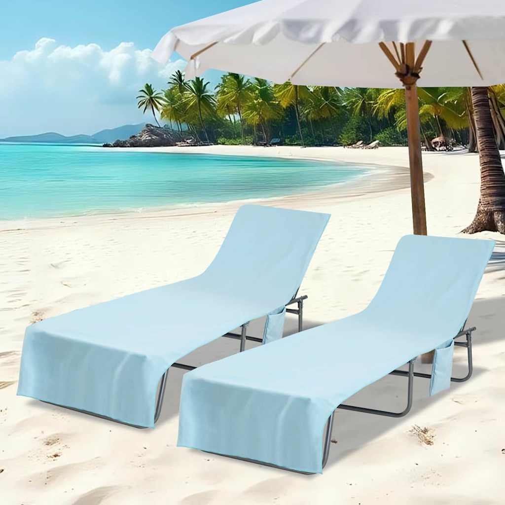 VidaXL Ligbedhanddoeken 2 pcs Blauw 210 x 75 cm Polyester en Polyamide