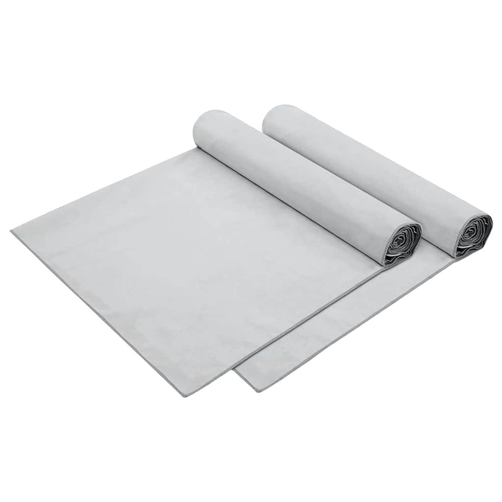 VidaXL Ligbedhanddoeken 2 pcs Grijs 210 x 75 cm Polyester en Polyamide