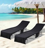 VidaXL Ligbedhanddoeken 2 pcs Zwart 210 x 75 cm Polyester en Polyamide