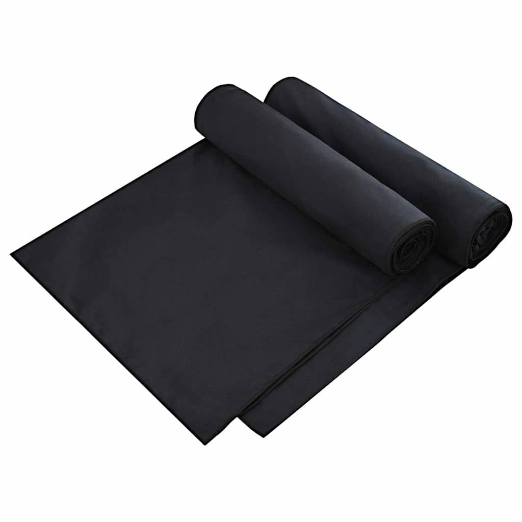 VidaXL Ligbedhanddoeken 2 pcs Zwart 210 x 75 cm Polyester en Polyamide