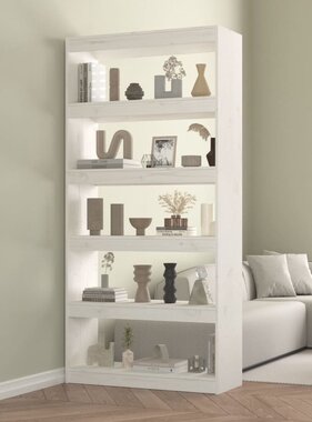 VidaXL Boekenkast/kamerscherm 80x30x167,4 cm massief grenenhout wit