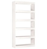 VidaXL Boekenkast/kamerscherm 80x30x167,4 cm massief grenenhout wit