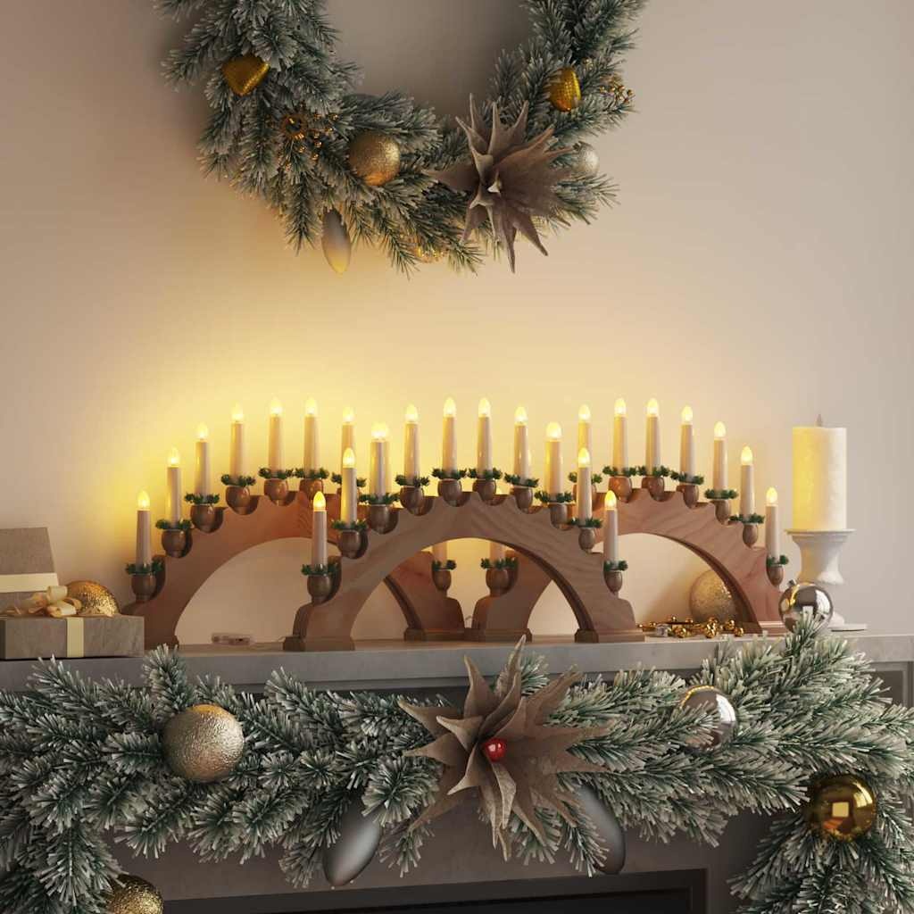 VidaXL Kerst Kaarsenboog met 10 LED Kaarsen 3 pcs Bruin 47 x 5 x 29 cm