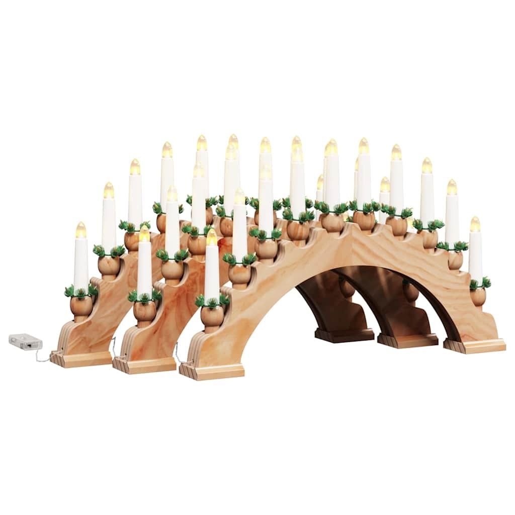 VidaXL Kerst Kaarsenboog met 10 LED Kaarsen 3 pcs Bruin 47 x 5 x 29 cm