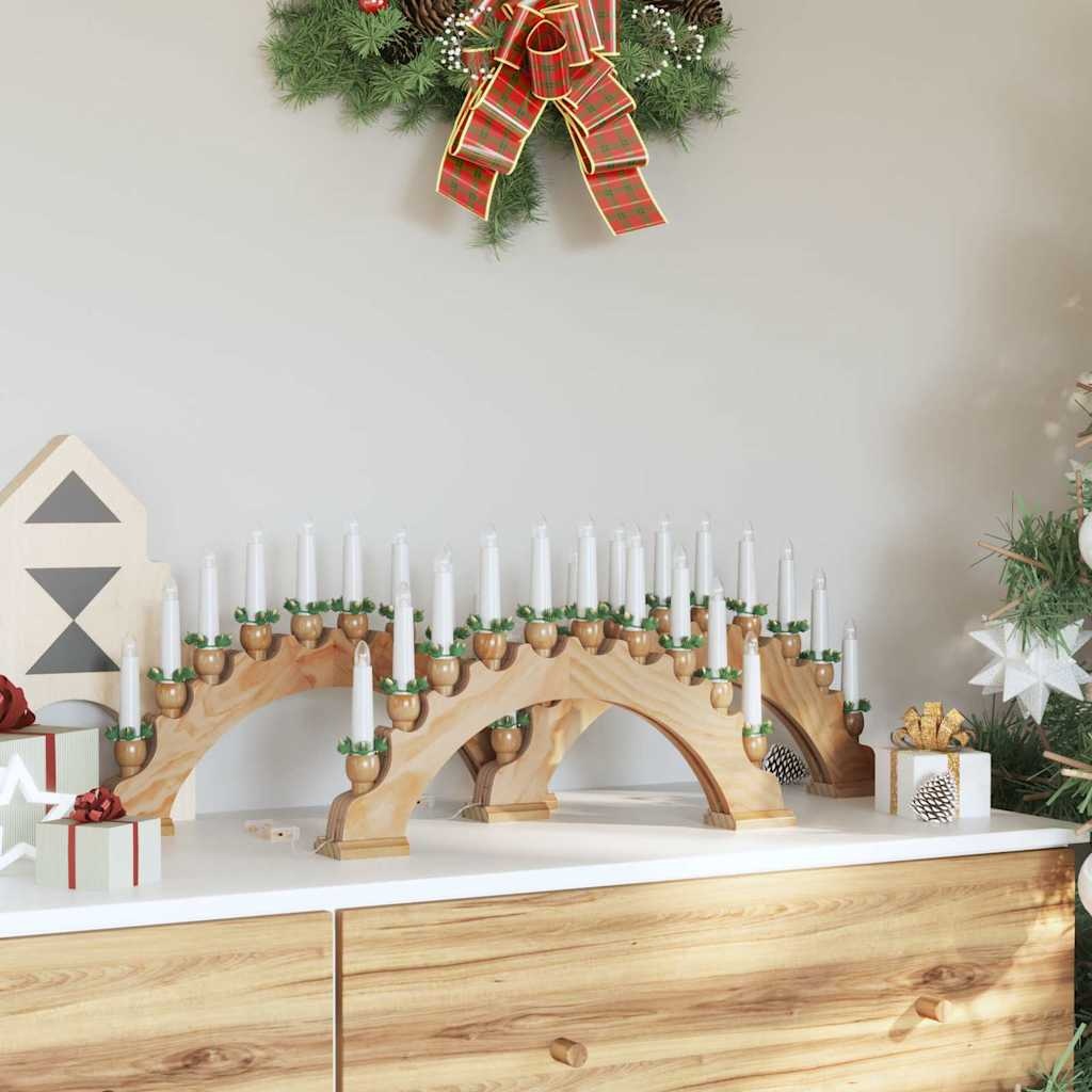 VidaXL Kerst Kaarsenboog met 10 LED Kaarsen 3 pcs Bruin 47 x 5 x 29 cm