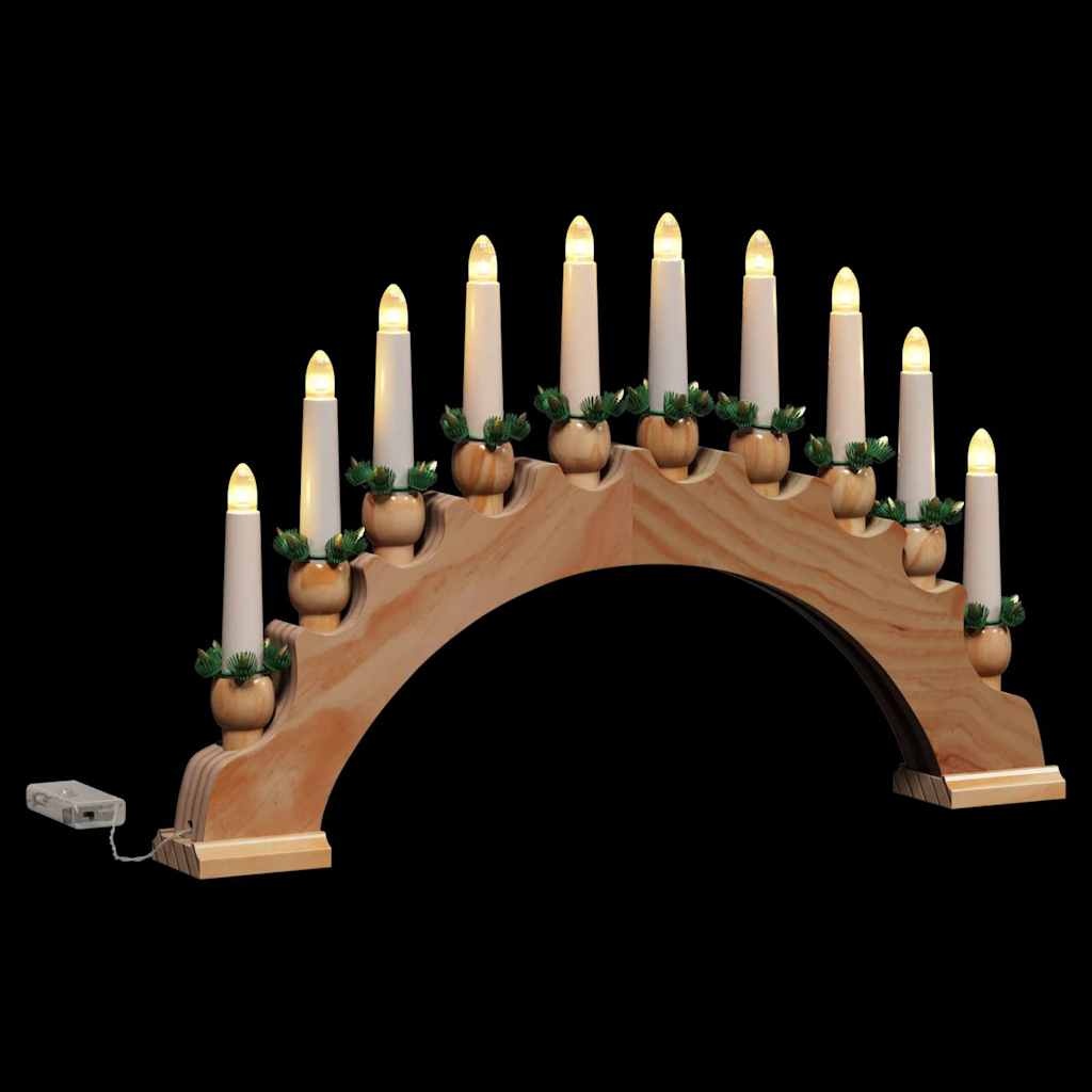 VidaXL Kerst Kaarsenboog met 10 LED Kaarsen 3 pcs Bruin 47 x 5 x 29 cm