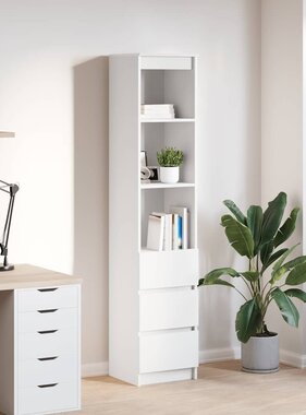 VidaXL Hoge kast 37,5x35x180 cm spaanplaat wit