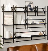 VidaXL 6-delige Wandschappenset met stangen bewerkt hout zwart