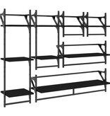 VidaXL 6-delige Wandschappenset met stangen bewerkt hout zwart