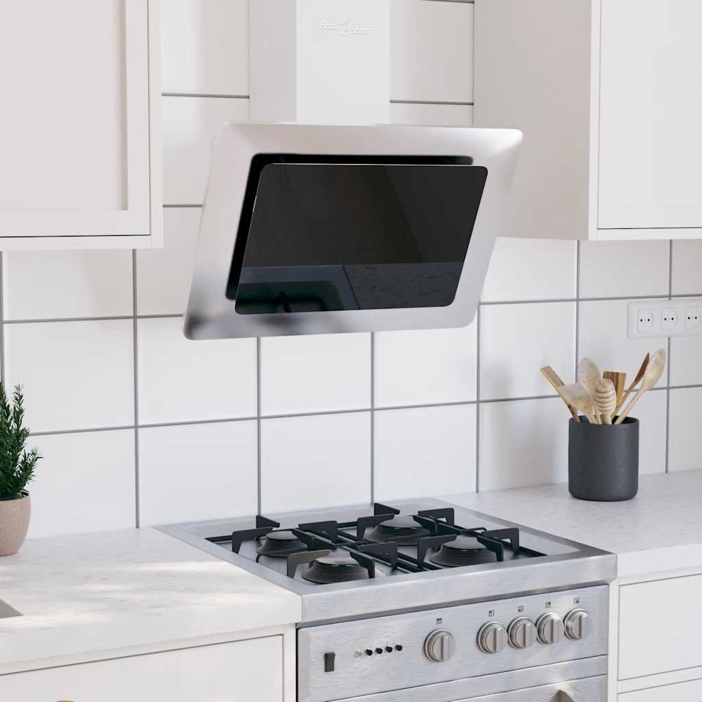 VidaXL Wandafzuigkap 60 cm roestvrij staal gehard glas zilverkleurig