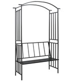 VidaXL Tuinboog met bank 128x50x207 cm ijzer zwart