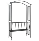 VidaXL Tuinboog met bank 128x50x207 cm ijzer zwart