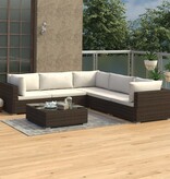 VidaXL 6-delige Loungeset met kussens poly rattan bruin