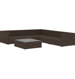 VidaXL 6-delige Loungeset met kussens poly rattan bruin
