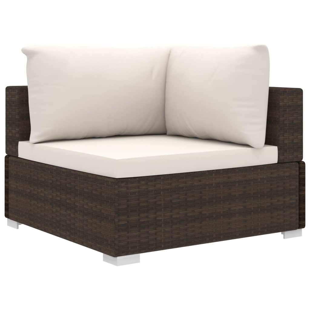 VidaXL 6-delige Loungeset met kussens poly rattan bruin