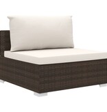 VidaXL 6-delige Loungeset met kussens poly rattan bruin