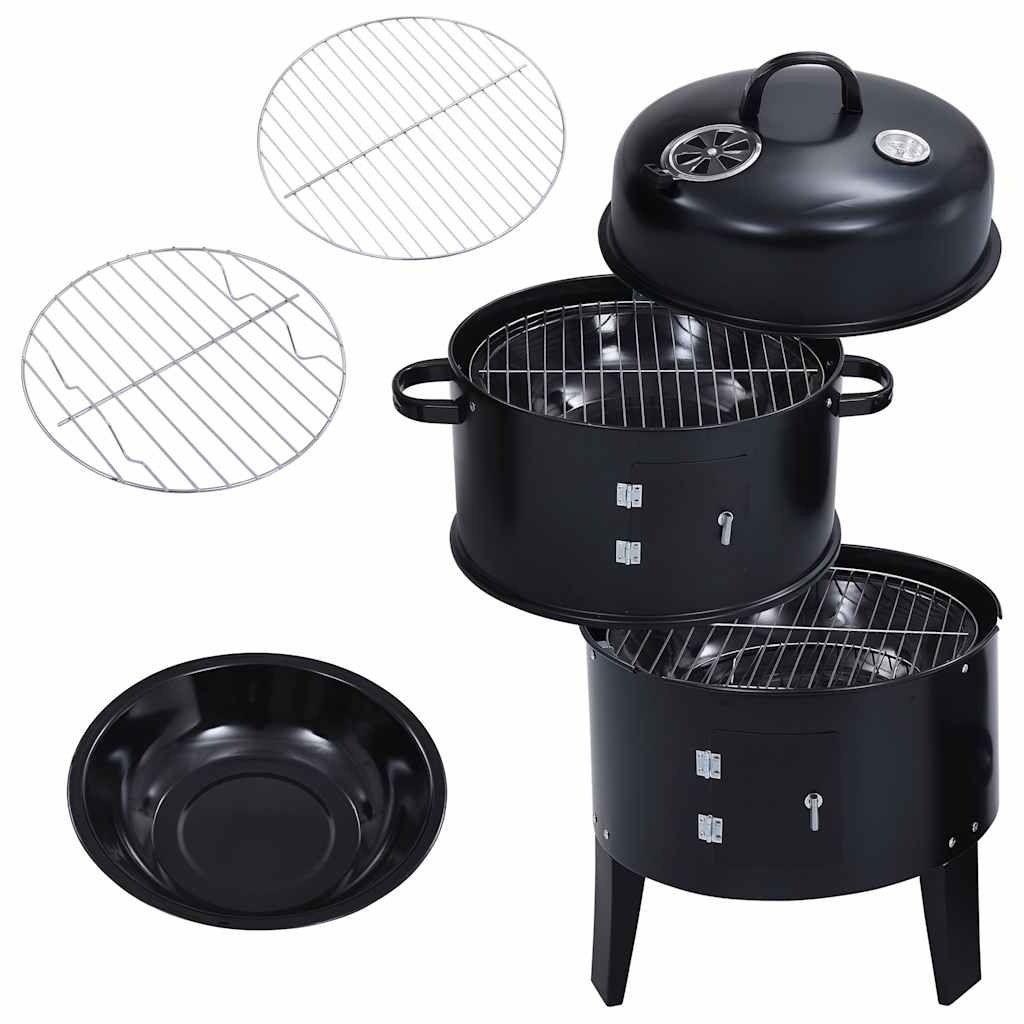 VidaXL Houtskoolroker barbecue-grill 3-in-1 40x80 cm
