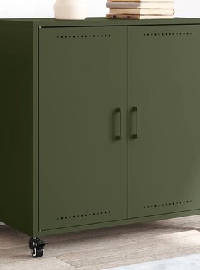 VidaXL Dressoir 68x39x72 cm staal olijfgroen