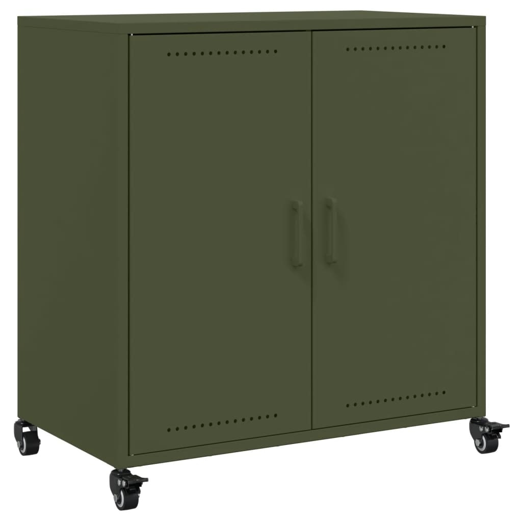 VidaXL Dressoir 68x39x72 cm staal olijfgroen