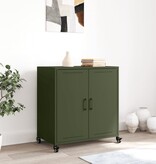 VidaXL Dressoir 68x39x72 cm staal olijfgroen