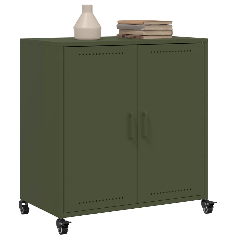 VidaXL Dressoir 68x39x72 cm staal olijfgroen