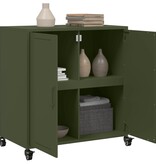 VidaXL Dressoir 68x39x72 cm staal olijfgroen