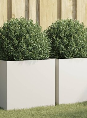 VidaXL Plantenbakken 2 st 49x47x46 cm staal wit