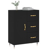 VidaXL Dressoir 69,5x34x90 cm bewerkt hout zwart