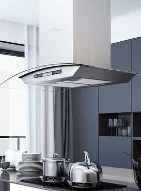 VidaXL Eilandafzuigkap LCD-scherm sensor 756 m³/u LED 90 cm