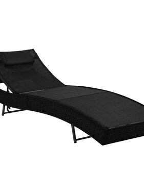 VidaXL Ligbed met kussen poly rattan zwart