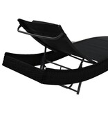 VidaXL Ligbed met kussen poly rattan zwart