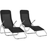 VidaXL Ligbedden inklapbaar 2 st textileen zwart