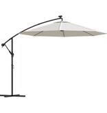VidaXL Zweefparasol met LED-verlichting en metalen paal 300 cm zand