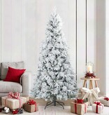 VidaXL Kunst Kerstboom met Geveerde Takken, Sneeuw Bedekt Wit 210 cm
