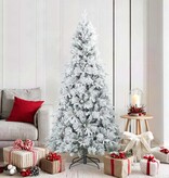 VidaXL Kunst Kerstboom met Geveerde Takken, Sneeuw Bedekt Wit 180 cm