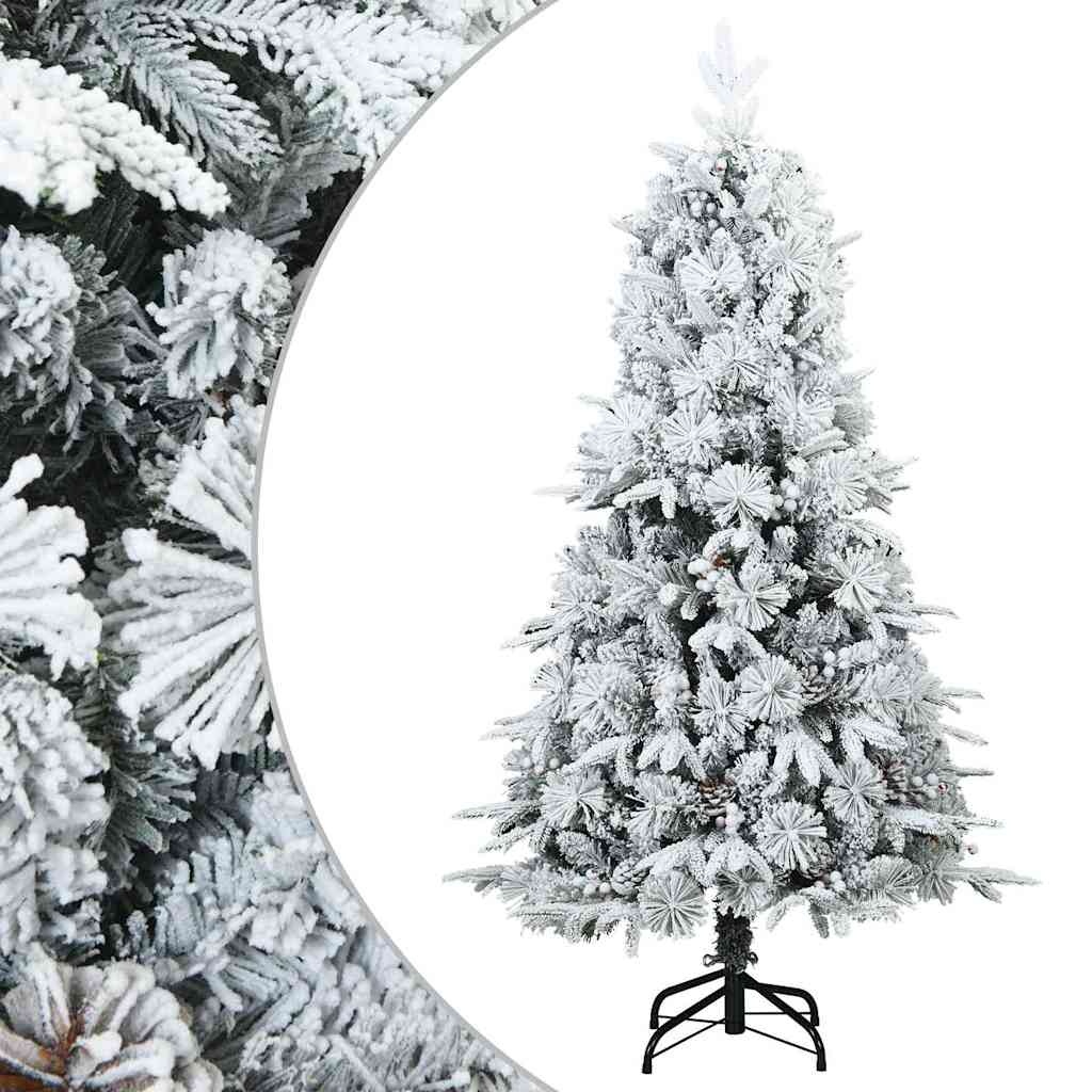 VidaXL Kunst Kerstboom met Geveerde Takken, Sneeuw Bedekt Wit 150 cm